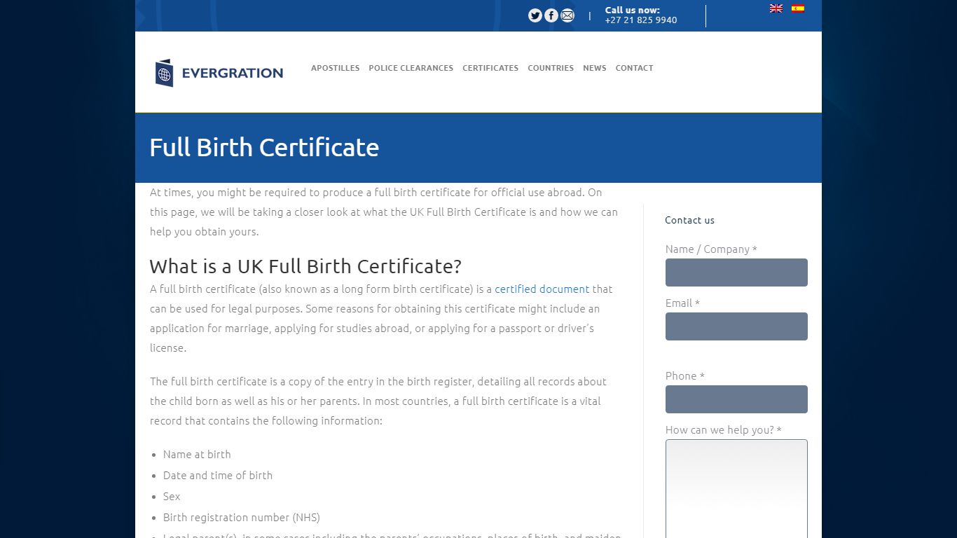 Full Birth Certificate | Evergration